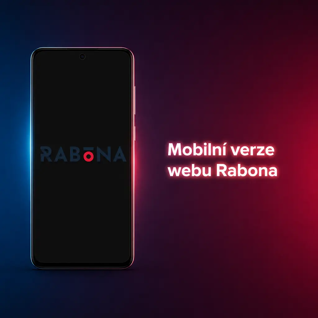 Mobilní verze webu Rabona v prohlížeči s plnou nabídkou sázek, kasina a plateb bez nutnosti instalace aplikace.