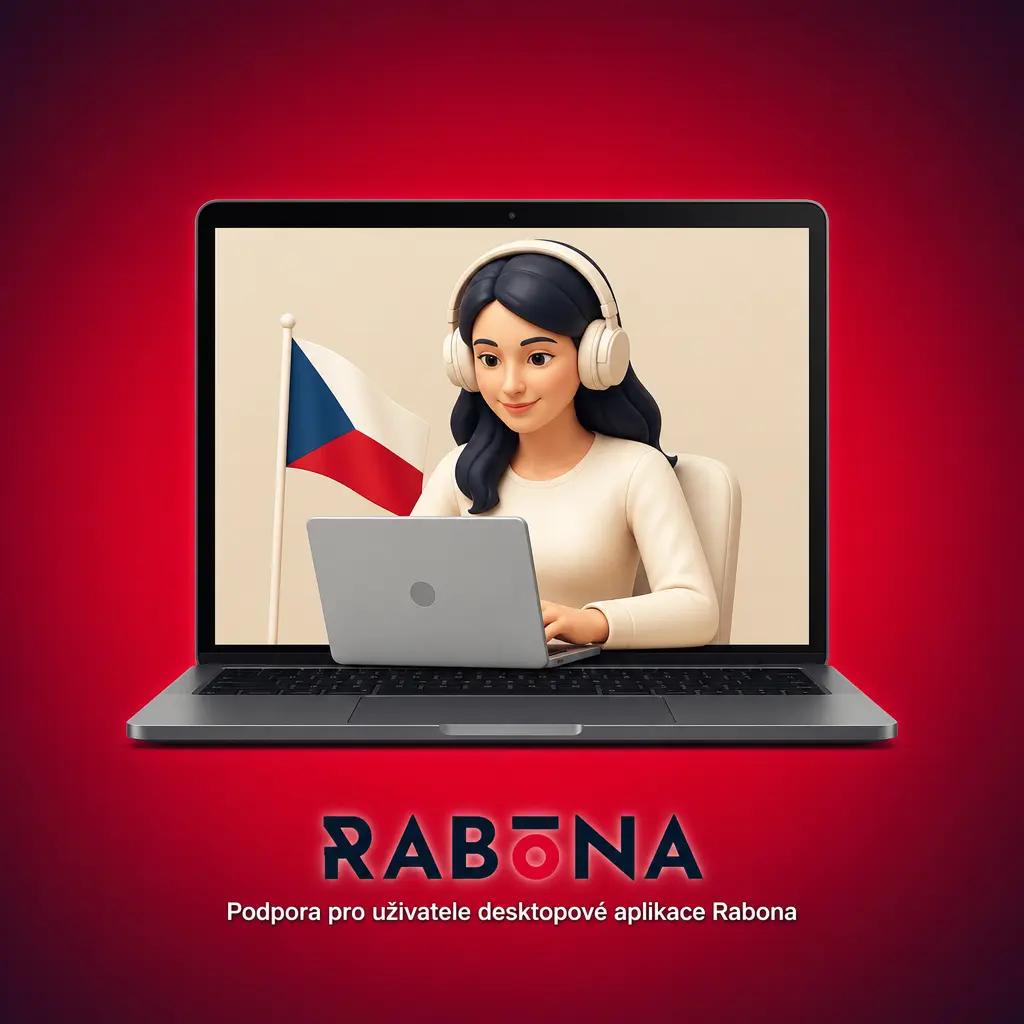 Podpora pro uživatele desktopové aplikace Rabona - kontakt na live chat, e-mail a formulář pro řešení dotazů