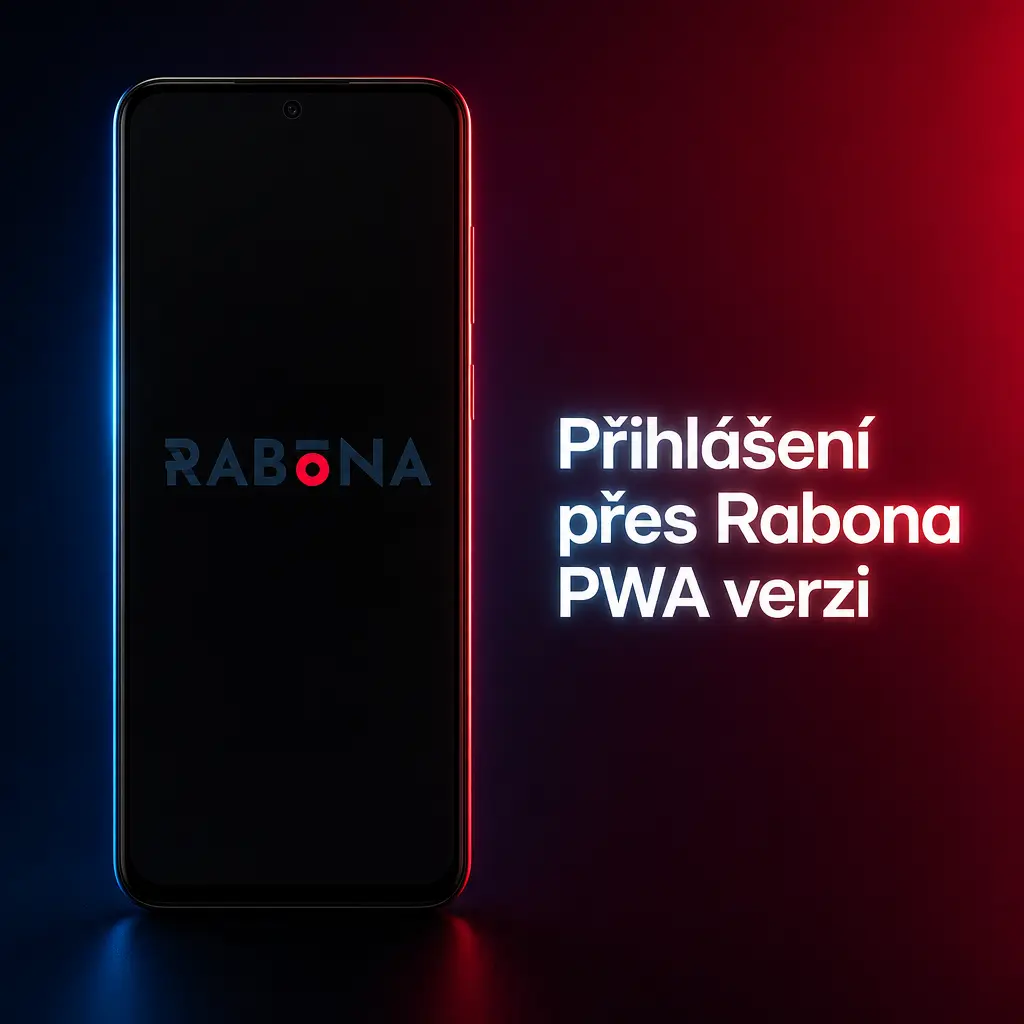 Přihlašovací obrazovka Rabona PWA verze s poli pro zadání e-mailu a hesla