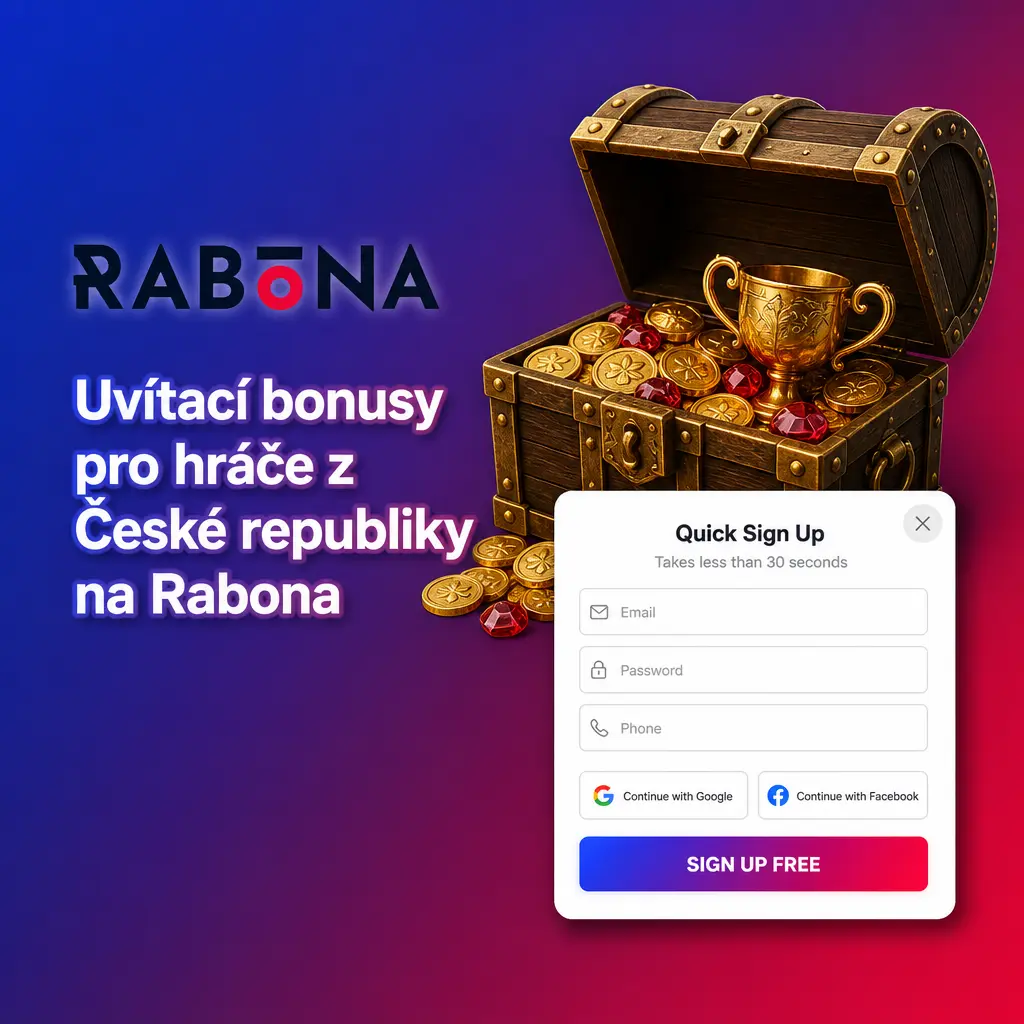 Uvítací bonus Rabona pro české hráče: 100 % až 12 500 CZK a 200 FS na první vklad